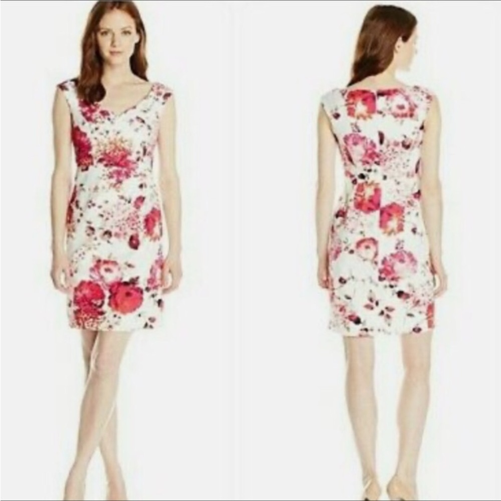 Adrianna Papell Women’s Floral Ruched Waist Sheath Dress Size 0